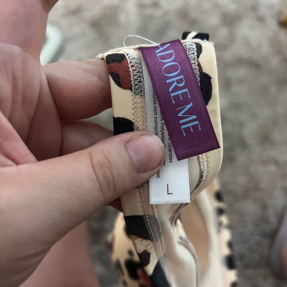 Adore Me Brown and Cream Swim Top with Animal Print Size Large NWT - Picture 3 of 3